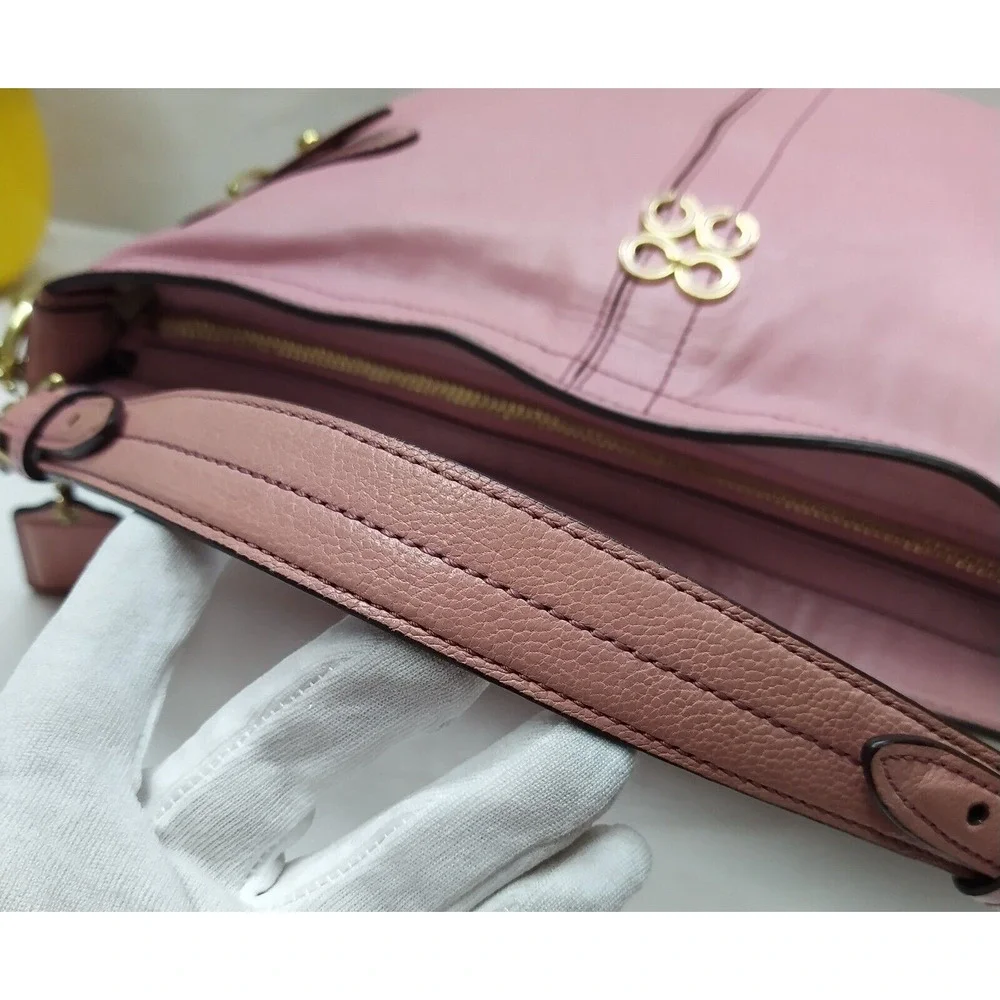 Coach Audrey Pink Leather Zipper Closure Hobo Shoulder bag